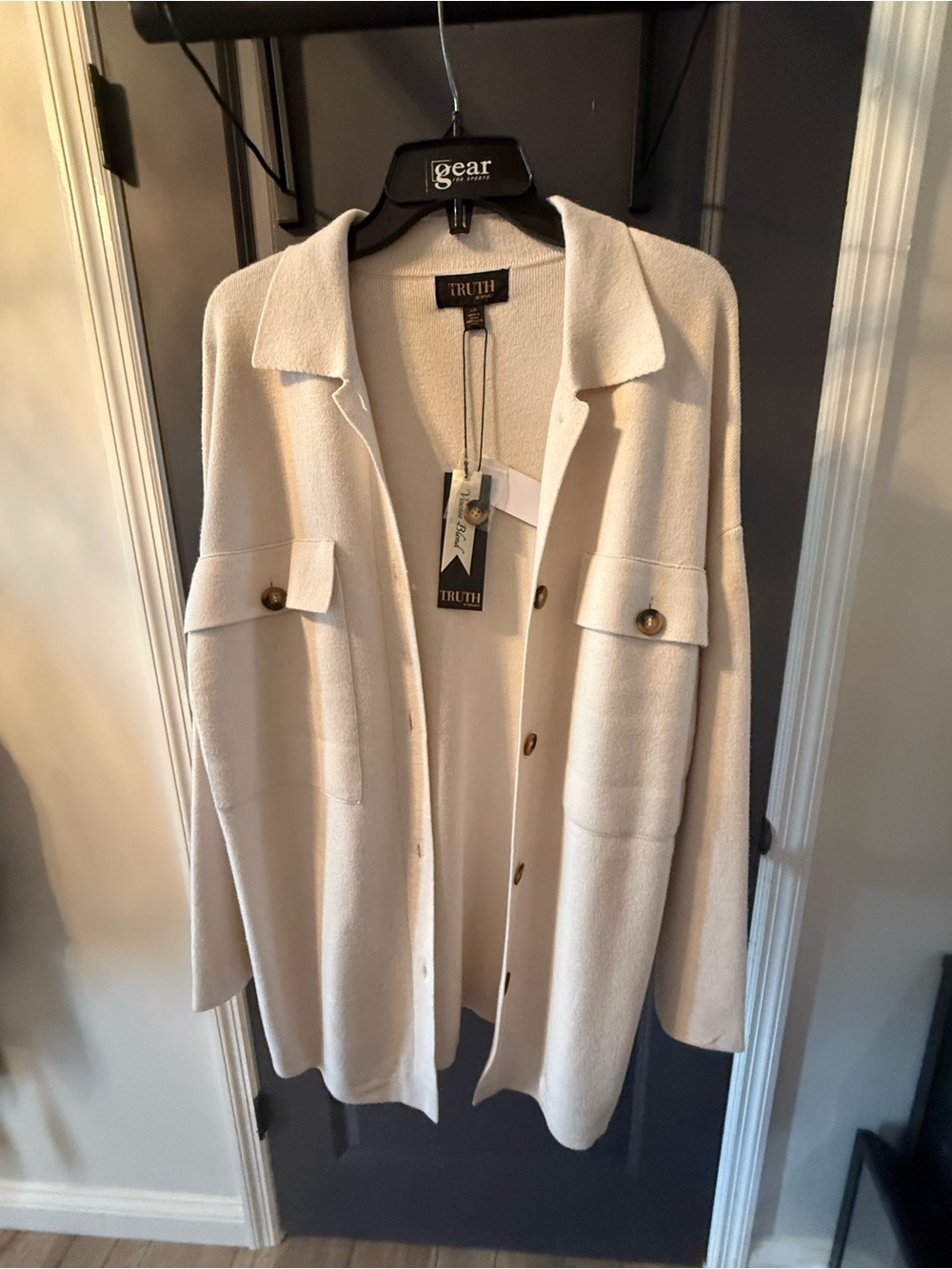 Truth Cream Utility Shacket with Button-Front Pockets - Picture 6 of 6
